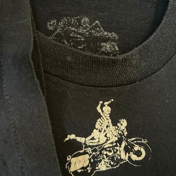 Vintage 90s Fashion Victim Skeleton Biker Sex 1990 NSFW Single Stitch Shirt XL - Picture 3 of 4